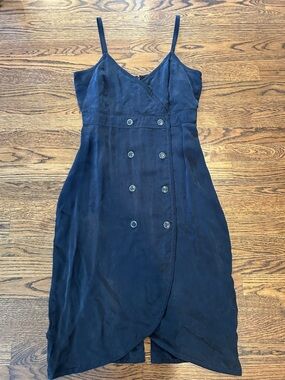 J.Crew Double-Breasted Japanese Cupro Dress, Black, size 10